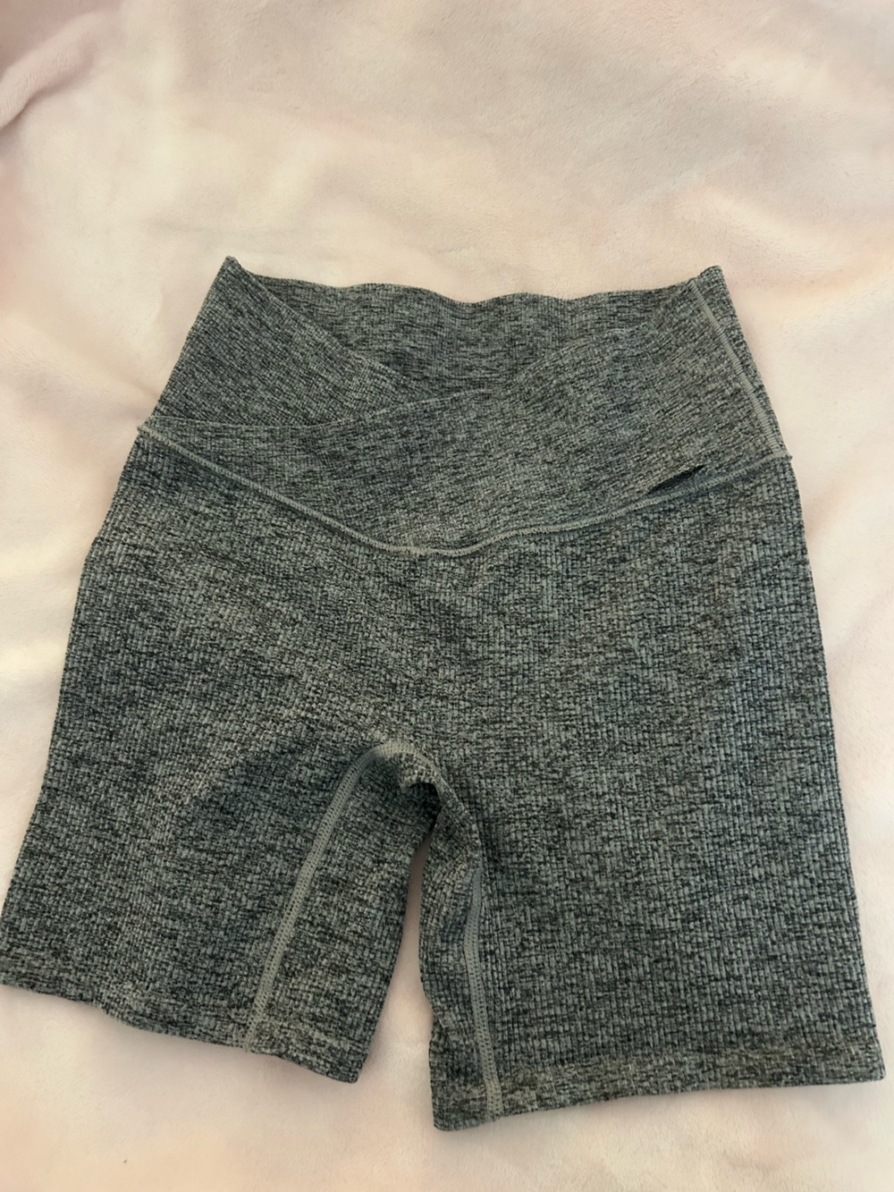 Colsie Gray Ribbed High-Waist Bike Shorts